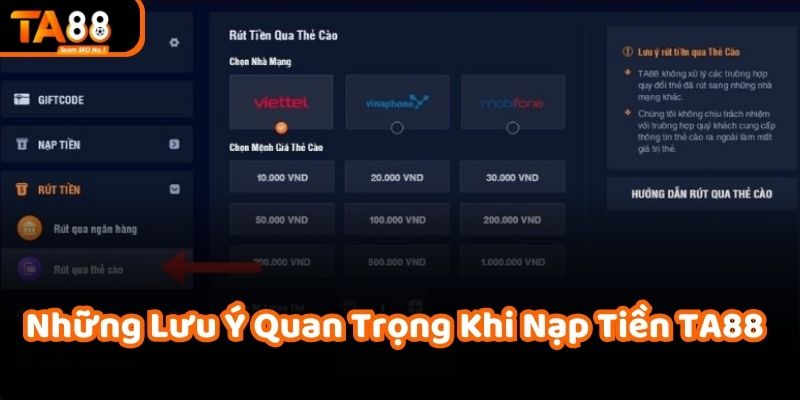 Chọn phương thức thanh toán phù hợp để nạp tiền vào tài khoản TA88